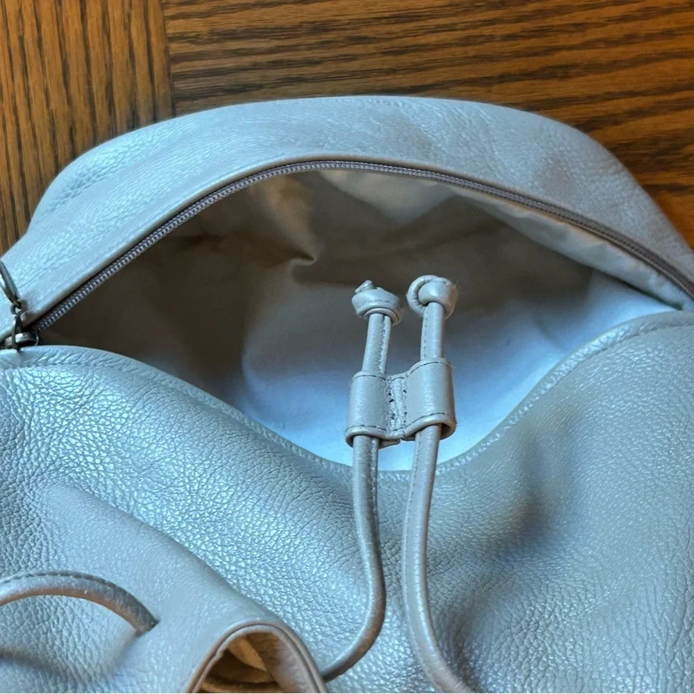 Stone Mountain Taupe Leather Satchel Drawstring